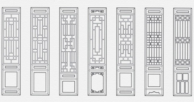 福山常用中式仿古花窗图案隔断设计图